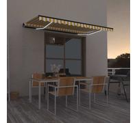 vidaXL Manual Retractable Awning With LED 450X300cm Yellow And White, Yellow