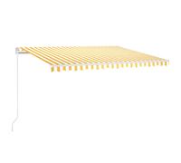 vidaXL Manual Retractable Awning with LED 450x300 cm Yellow and White Shelter