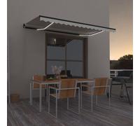 vidaXL Manual Retractable Awning with LED 450x350 cm Cream Outdoor Balcony