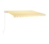 vidaXL Manual Retractable Awning with LED 450x350 cm Yellow and White Shelter