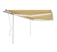 vidaXL Manual Retractable Awning with LED 4x3 m Yellow and White Outdoor PATIO
