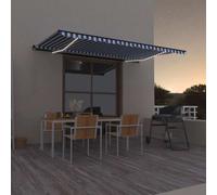 vidaXL Manual Retractable Awning with LED 500x300 cm Blue and White Outdoor