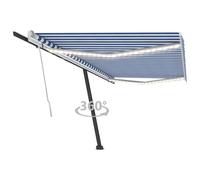 vidaXL Manual Retractable Awning with LED 500x300 cm Blue and White Balcony