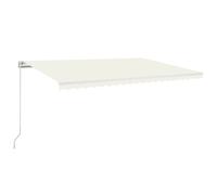 vidaXL Manual Retractable Awning with LED 500x300 cm Cream Patio Shade Shelter