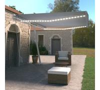 vidaXL Manual Retractable Awning with LED 500x350 cm Blue and White