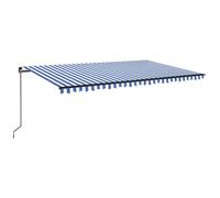 vidaXL Manual Retractable Awning with LED 500x350 cm Blue and White
