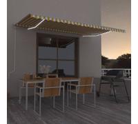 vidaXL Manual Retractable Awning with LED 500x350 cm Yellow and White