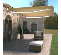 vidaXL Manual Retractable Awning with LED 500x350 cm Yellow and White