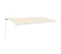 vidaXL Manual Retractable Awning with LED 600x300 cm Cream Patio Shade Shelter