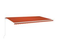 vidaXL Manual Retractable Awning with LED 600x300 cm Orange and Brown Shelter
