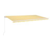 vidaXL Manual Retractable Awning with LED 600x300 cm Yellow and White Shelter