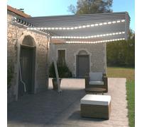 vidaXL Manual Retractable Awning with LED 600x350 cm Blue and White