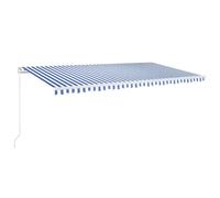 vidaXL Manual Retractable Awning with LED 600x350 cm Blue and White, Blue