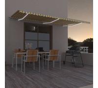 Retractable Awning Powder-Coat Aluminium Yellow/White 600x350 cm LED Crank