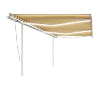 vidaXL Manual Retractable Awning with LED 6x3.5 m Yellow and White Outdoor