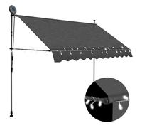 vidaXL Manual Retractable Awning with LED Water and Dirt Repellent Terrace Balcony Garden Outdoor Folding Arm Awning Canopy 300cm Anthracite