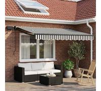 Manual Retractable Awning with LEDs Outdoor Sun Shade Garden Solution vidaXL