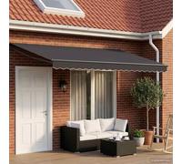 vidaXL Manual Retractable Awning with LEDs Anthracite 4 x 3 m