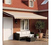 vidaXL Manual Retractable Awning with LEDs Beige and White 4 x 3 m
