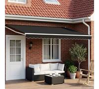 vidaXL Manual Retractable Awning with LEDs Black and White 4 x 3 m
