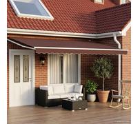 vidaXL Manual Retractable Awning with LEDs Brown and White 4 x 3 m