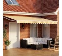 vidaXL Manual Retractable Awning with LEDs Orange and White 4.5 x 3 m