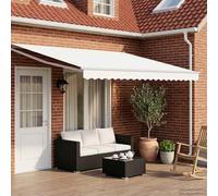 vidaXL Manual Retractable Awning with LEDs White 4 x 3 m