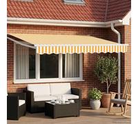 vidaXL Manual Retractable Awning with LEDs Yellow and White 3 x 2.5 m