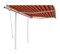 vidaXL Manual Retractable Awning with Posts 3.5x2.5 m Orange and Brown Outdoor