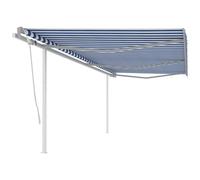 Manual Retractable Awning with Posts 6x3 m Blue and White