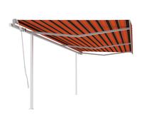 Manual Retractable Awning with Posts 6x3 m Orange and Brown