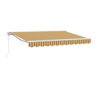 vidaXL Manual Retractable Awning, Yellow, Grey and White, 3.5 x 2.5 m, Solution for Garden and Patio, Modern Retractable Awning, Aluminium Canopy, Weatherproof Patio Canopy for Outdoor Use