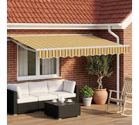 vidaXL Manual Retractable Awning Yellow, Grey and White 3 x 2.5 m