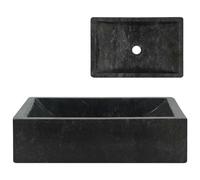vidaXL Marble Sink 45x30x12 cm, High Gloss Black, Handmade, Easy to Clean, Sturdy Design, Suitable for Any Interior Style, Modern Charm for Bathroom/Washroom