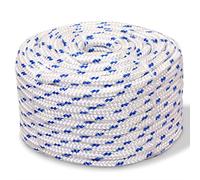 'vidaXL Marine Rope for Sailing, Boating, Yachting - Robust Polypropylene Material, Tough & Durable - White, 8 mm Thickness, 100 m Length