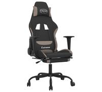 vidaXL Massage Gaming Chair with Footrest Black and Taupe Fabric Gaming Throne