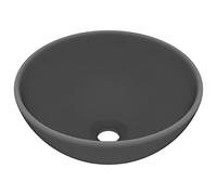vidaXL Matt Dark Grey Ceramic Basin Round - Luxury Above Counter Sink for Bathroom or Kitchen - 32.5cm Diameter Elegant Design Washroom Vessel
