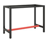 vidaXL Matte Black and Red Metal Work Bench Frame- Durable, Versatile and Customizable Design for Home, Office, Studio, Workshop Use