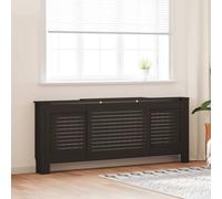 vidaXL MDF Radiator Cover Black - Adjustable 142-205 cm, Slatted Heater Shelf Cabinet for Indoor Furniture