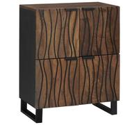 Sideboard Walnut Solid Mango Wood 60 x 33 x 75 cm Rustic 4-Door Storage Indoor.