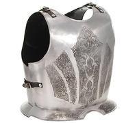 vidaXL Medieval Knight Body Armour Cuirass Replica, LARP and Cosplay Steel Costume Piece, Silver, Antique-looking, Wearable with Adjustable Ss