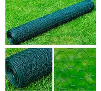 vidaXL Mesh Fence, Garden Fence for Poultry Chicken Dog Cat, Wire Fencing Mesh for Outdoor, Wire Mesh Roll, Steel Hexagon 1x25 m Dark Green