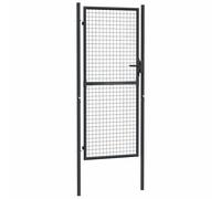 vidaXL Mesh Garden Gate Outdoor Fence Backyard Patio Terrace Lockable Barrier Driveway Entrance Door Galvanised Steel 100x250cm Grey