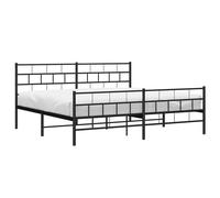 (black, 183 x 213 cm/with headboard & footboard) vidaXL Metal Bed Frame Bedroom Platform Bed Base Bedstead Mattress Foundation