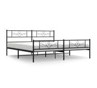 vidaXL Metal Bed Frame Bed Base with Headboard and Footboard Black 183x213 cm