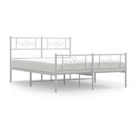 vidaXL Metal Bed Frame Bed Base with Headboard & Footboard White 5FT King Size