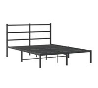 vidaXL Metal Bed Frame & Headboard Bed Base Bedstead Black 135x190 cm Double