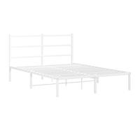 vidaXL Metal Bed Frame & Headboard Bed Base Bedstead White 135x190 cm Double