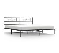 vidaXL Metal Bed Frame Mattress Foundation with Headboard Black 183x213 cm