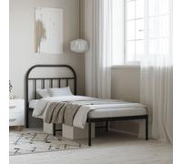 vidaXL Metal Bed Frame Mattress Foundation with Headboard Black 90x200 cm